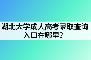 湖北大学成人高考录取查询入口在哪里？